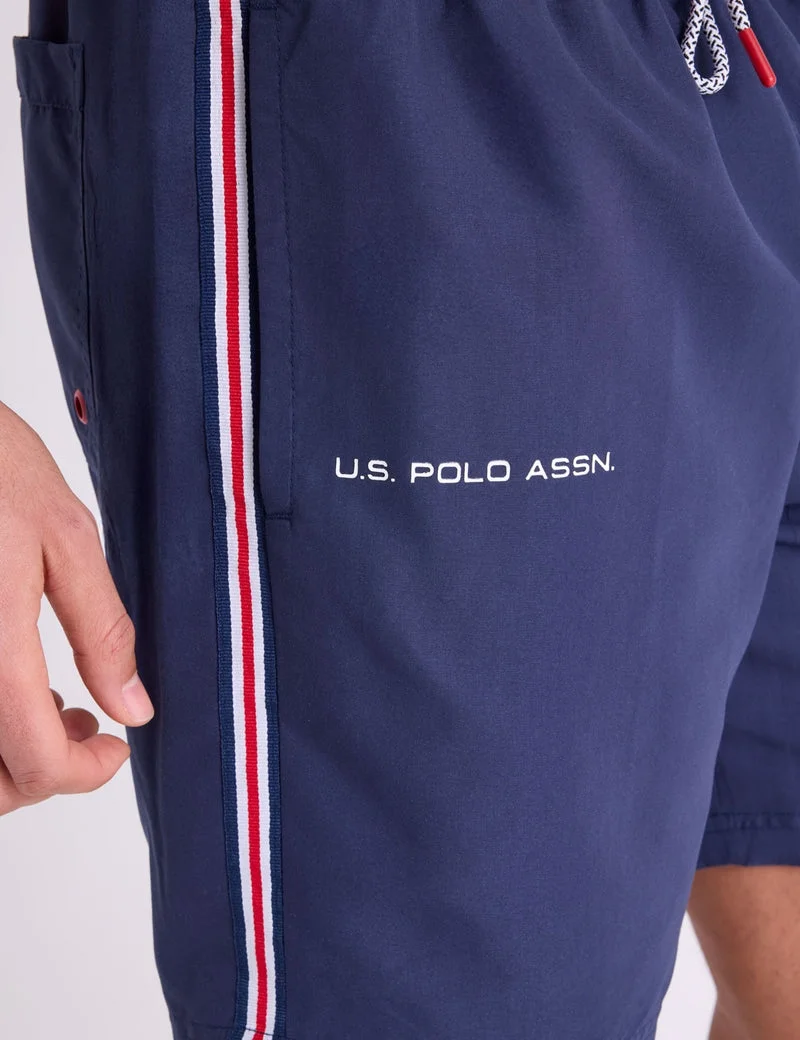 Мужские шорты для плавания U.S. Polo Assn. 7" Americana Side Stripe, темно-синий/красный — фото 4