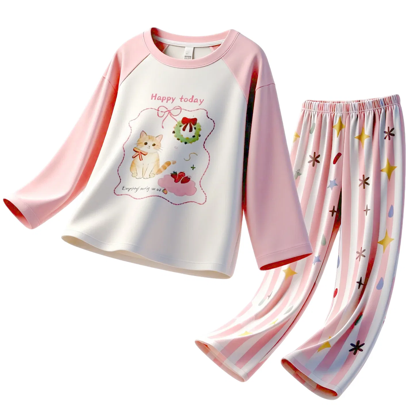 Детский комплект пижамы с длинным рукавом Red bean, Sweet Meow