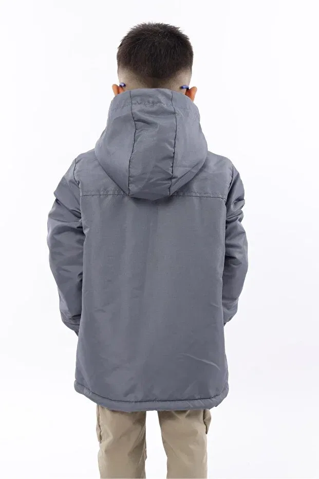 Детское пальто для девочек с искусственным мехом Basics Fluend Moda, Smoke Grey — фото 3