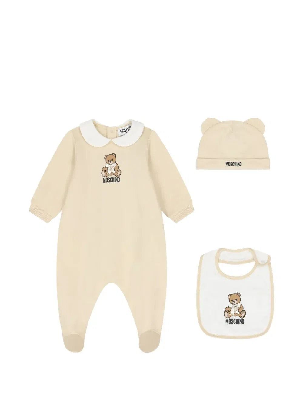 Набор комбинезонов для малышей "Мишка Тедди" (набор из трех штук) Moschino Kids, бежевый