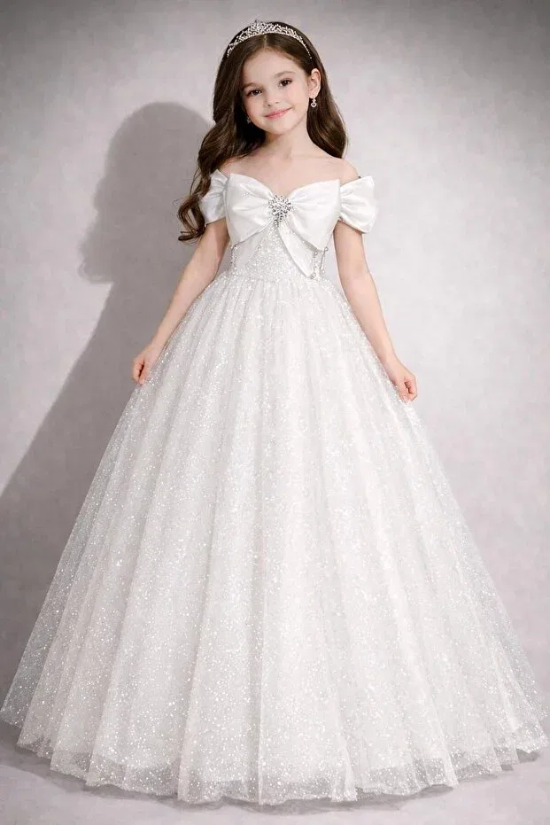 Детское платье для девочек с длинным рукавом Fkb For Kids Baby, White