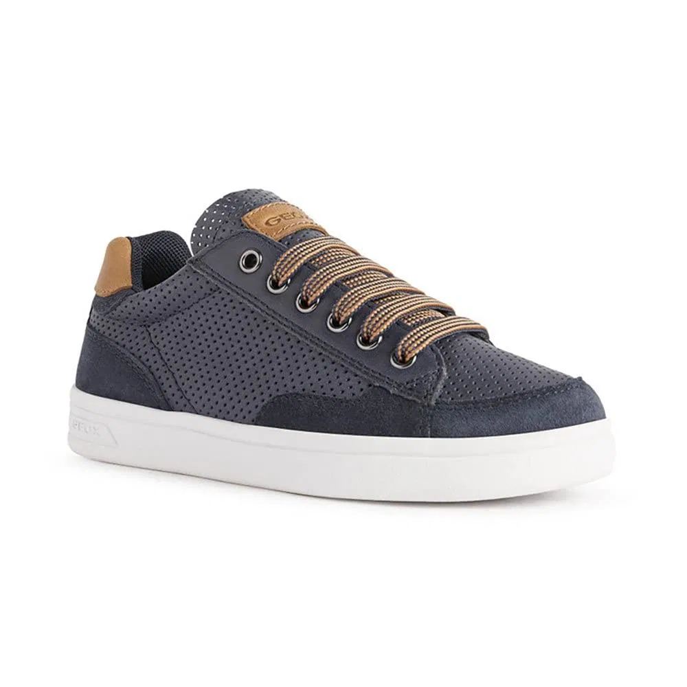 Детские кроссовки для мальчиков с кожаным верхом J Djrock Boy B Geox, Blue Brown Navy Cognac — фото 2