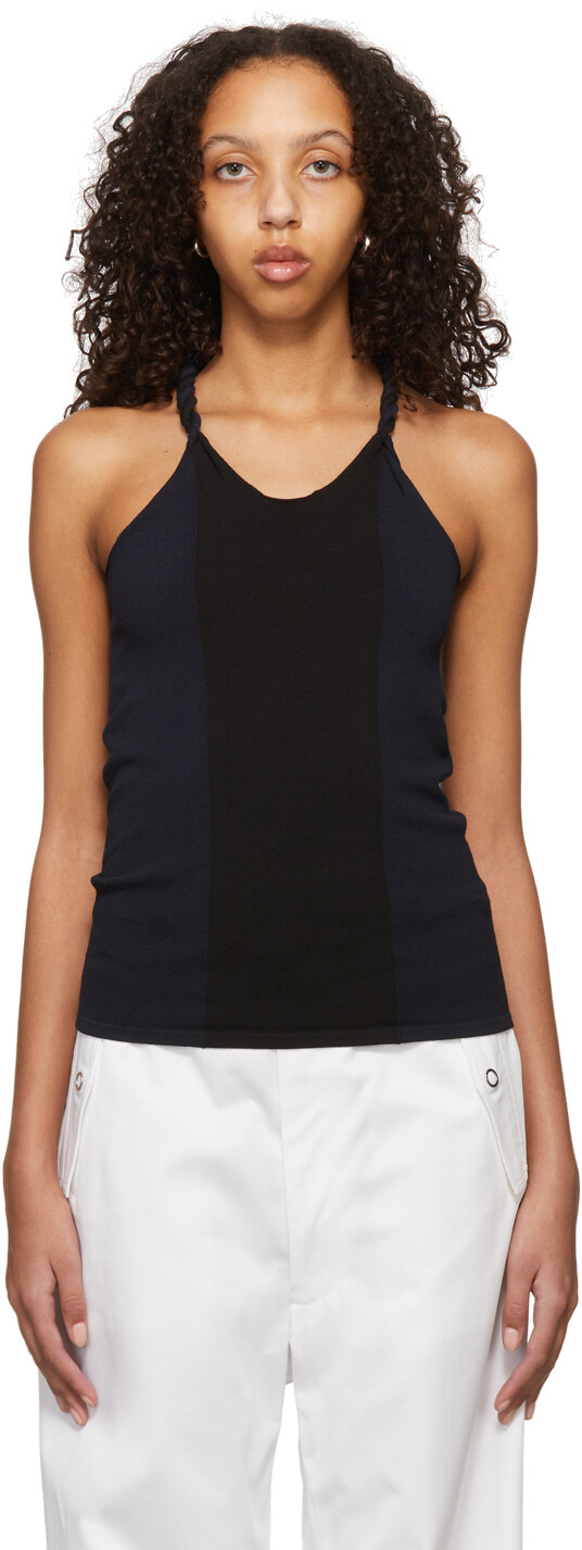 

Черно-синяя хлопковая майка Dion Lee