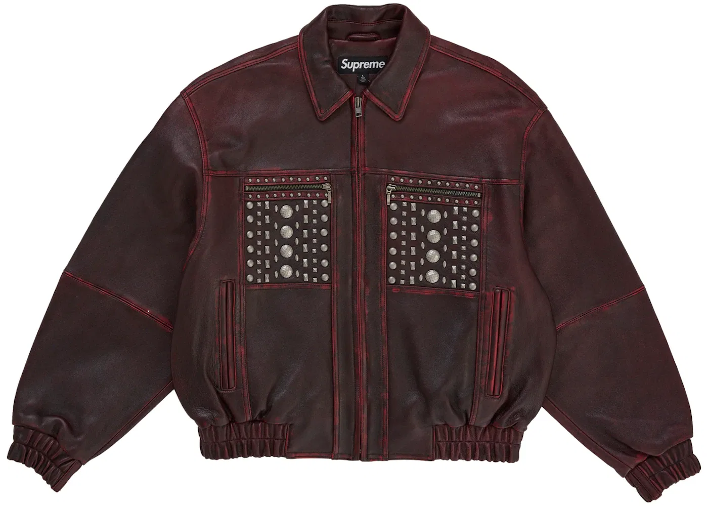 Мужская куртка с принтом Supreme Multi Studded Leather Jacket, Burgundy