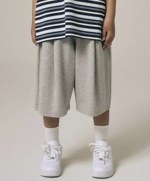Детские шорты из футера с принтом Giant Fit One Touch Mesh Sweat Shorts TAKEASY KIDS, Melange Grey — фото 2