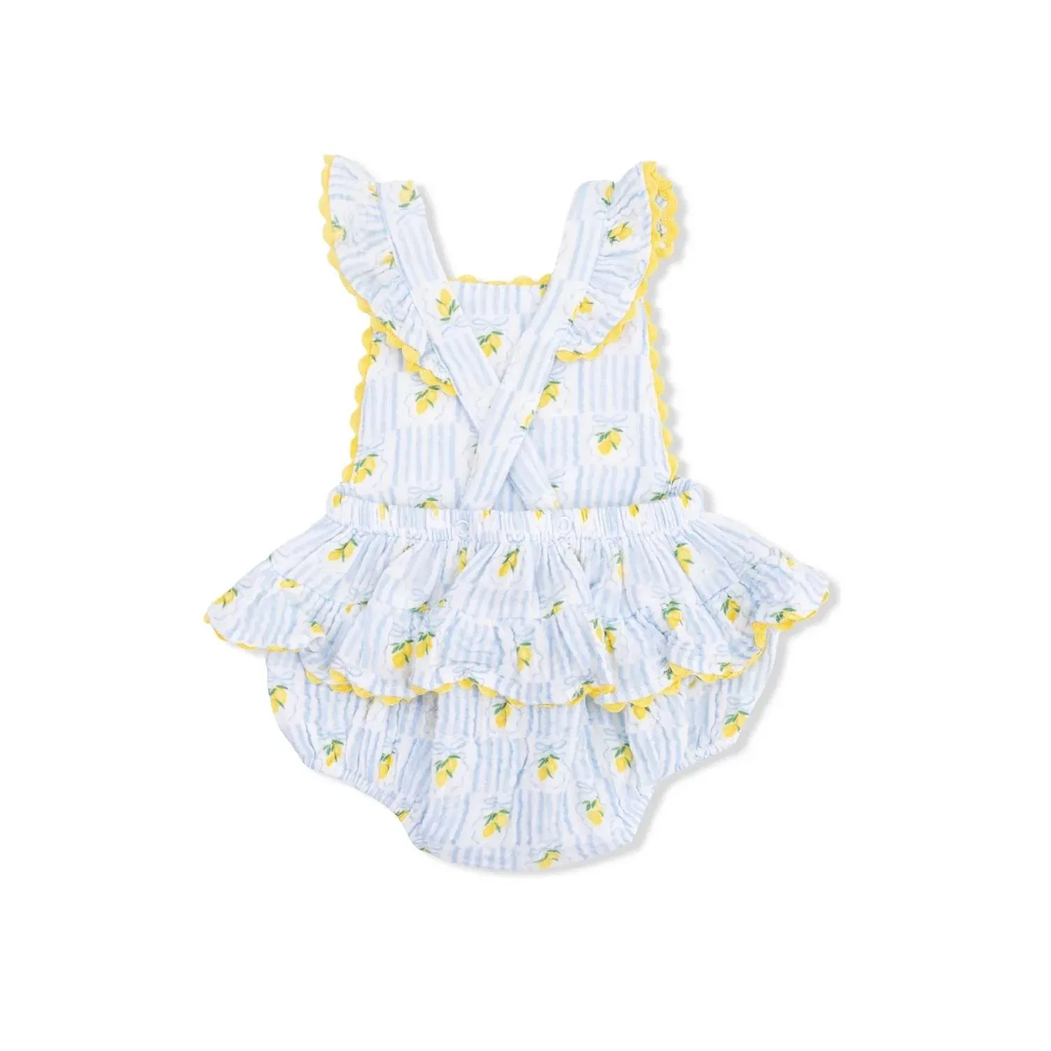 Детский боди-комбинезон с принтом Lovely Lemons Muslin Ric Rac Angel Dear, синий — фото 2