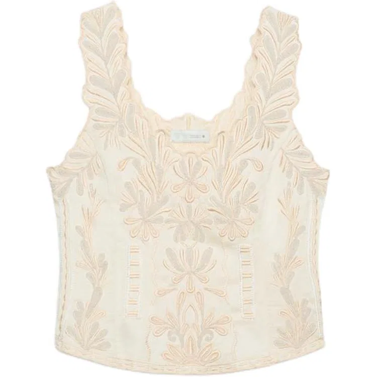 Женский топ без рукавов с V-образным вырезом ZARA, Nude/Beige