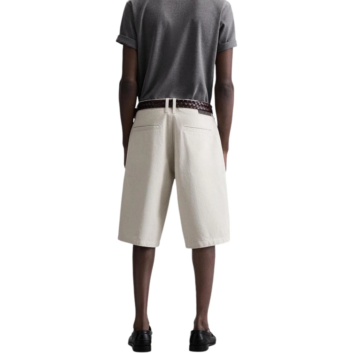 Мужские шорты Casual с белым цветом ZARA, Raw White — фото 4
