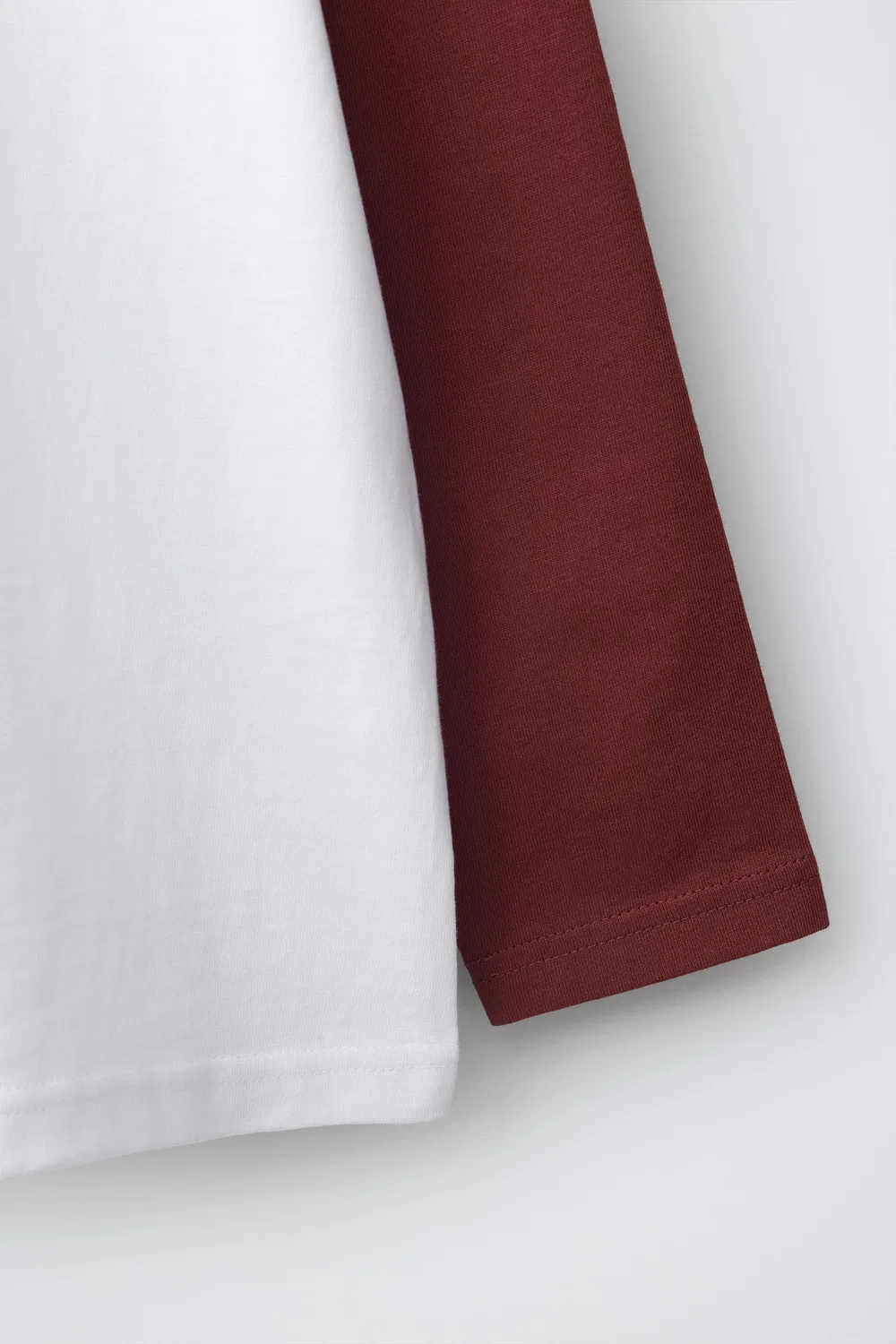 Футболка с длинным рукавом реглан ZARA, Burgundy — фото 4