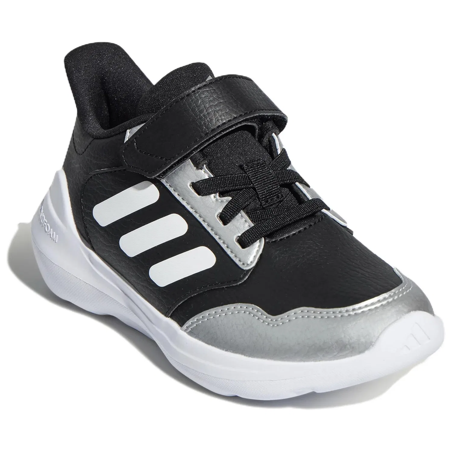 Детские кроссовки для бега с длинным шнурком Adidas, Black/White/Metallic Silver — фото 4