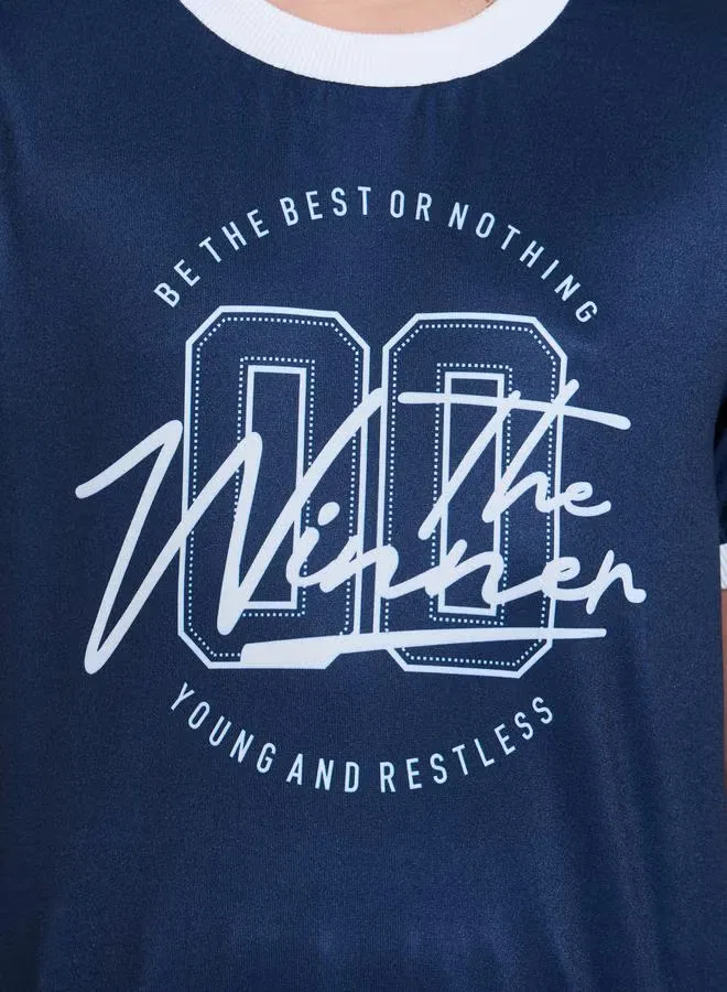 Styli Футболка с принтом для подростков, navy blue — фото 4