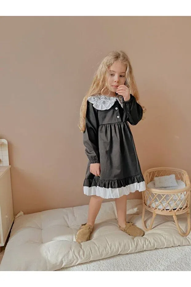Детское платье для девочек с длинным рукавом Arbi Kids, Black — фото 2