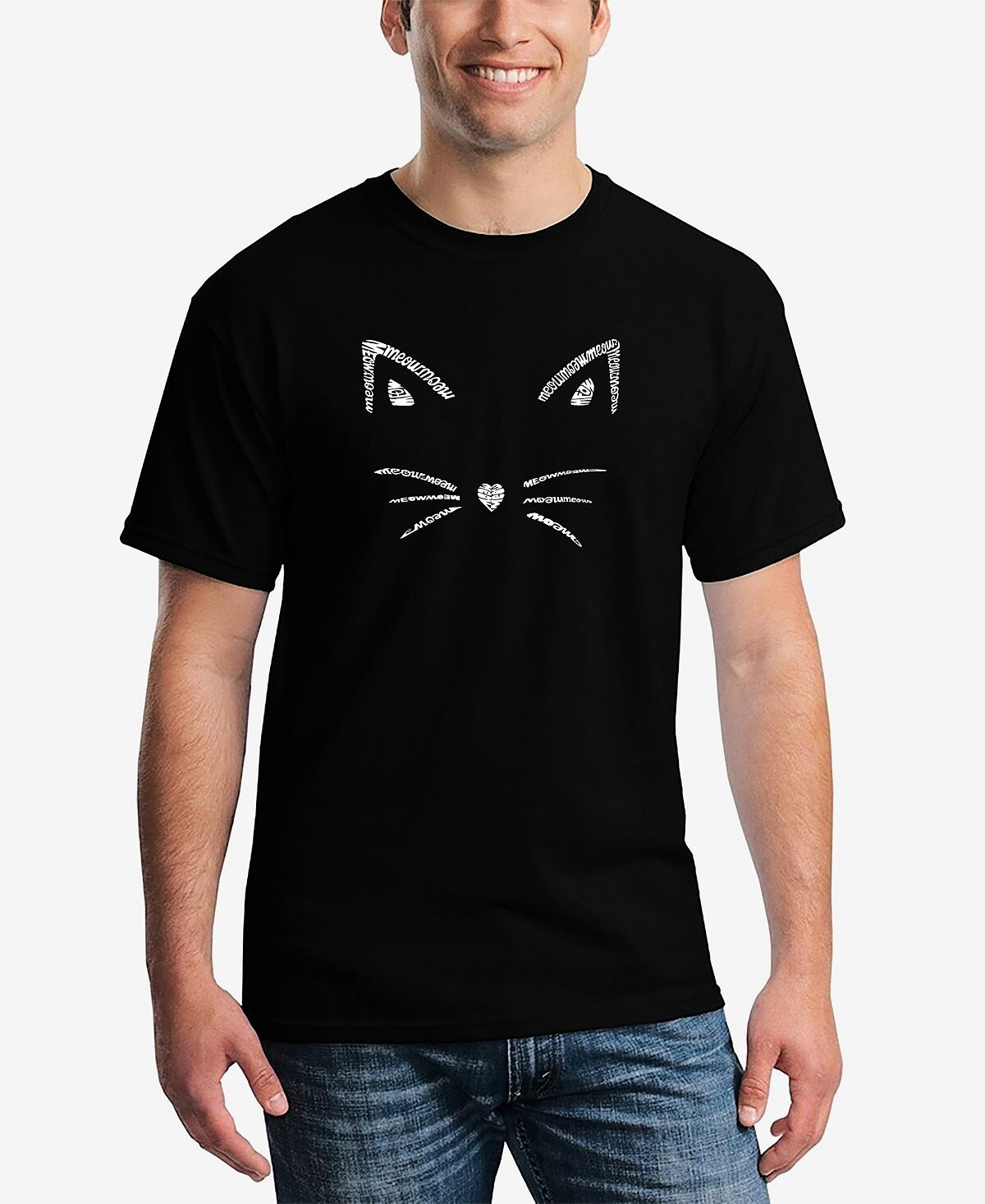 

Мужская футболка с надписью word art whiskers LA Pop Art, черный