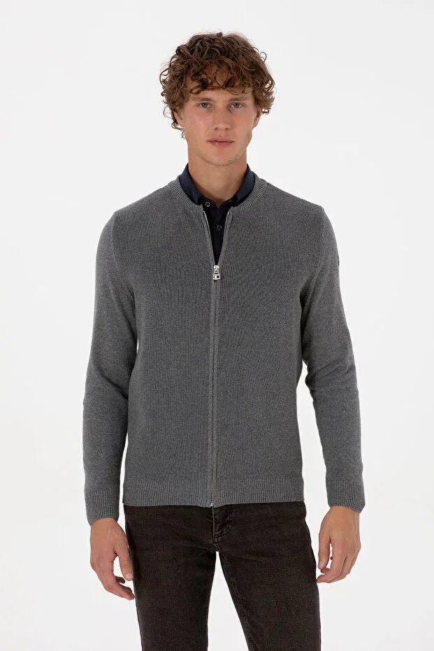 Мужской кардиган с длинным рукавом U.S. Polo Assn., Gray Melange