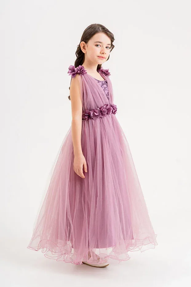 Детское платье для девочек кружевное Mertoğlu Baby, Purple — фото 2