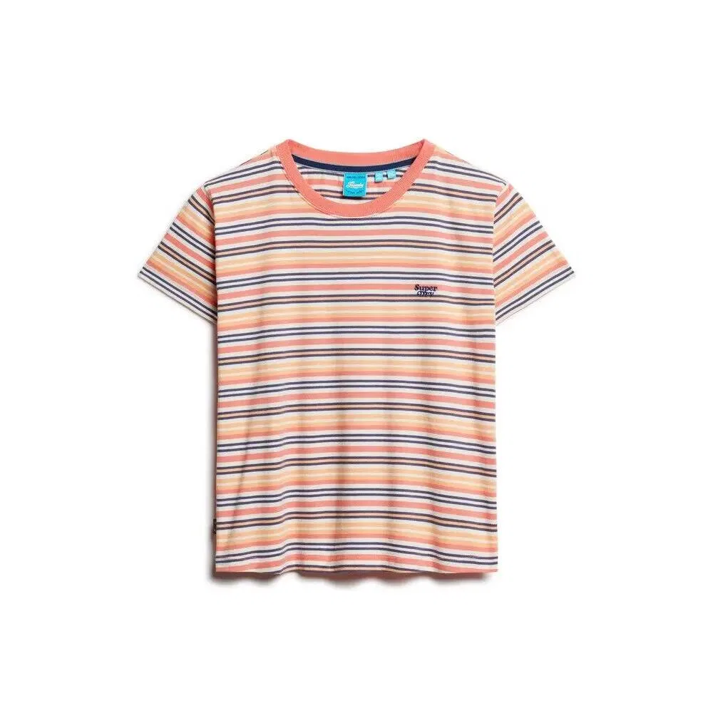 Женская полосатая футболка Essential Logo Superdry, Orange