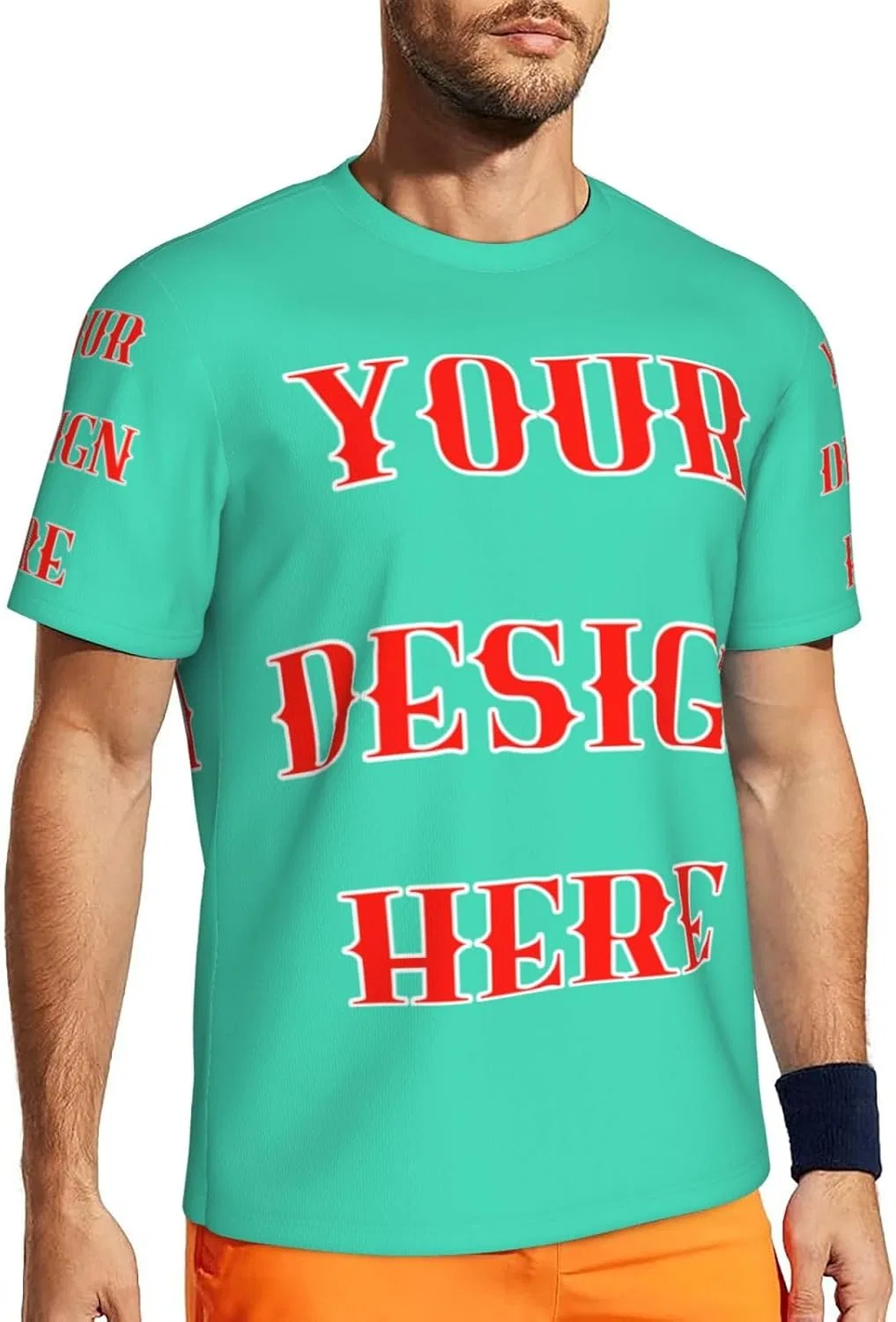 Мужская футболка из сетки Regular Fit Generic, Light Green — фото 3
