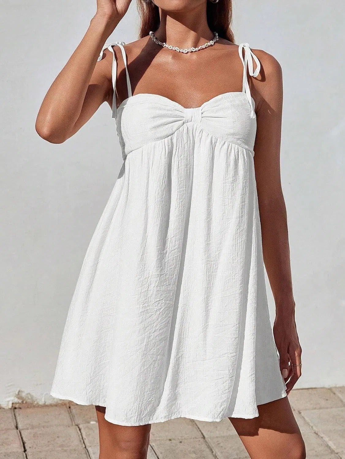 Женское мини-платье на бретелях с запахом Backless, White — фото 2