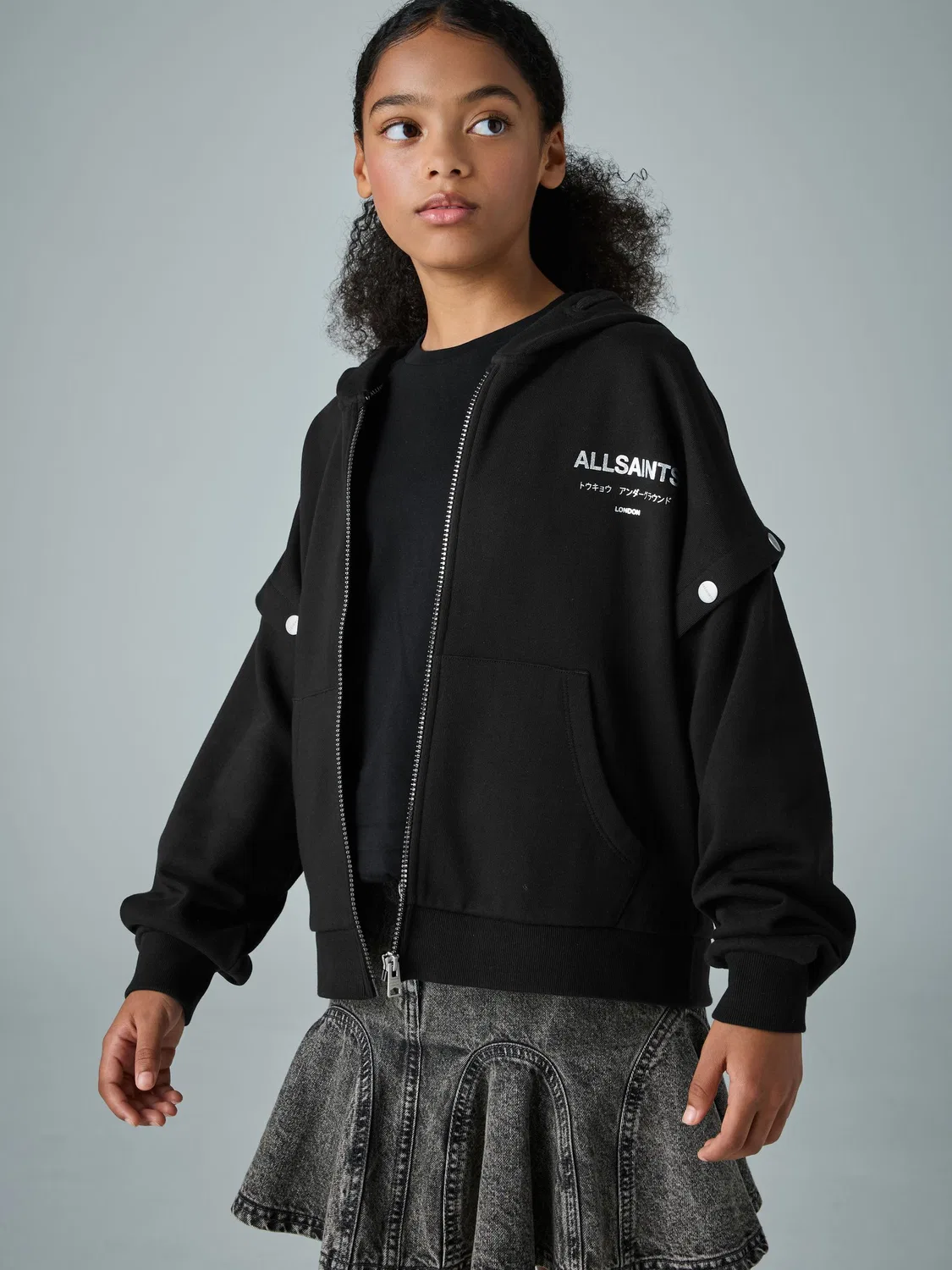 Худи All Saints Black Amphia Underground Zip, черный