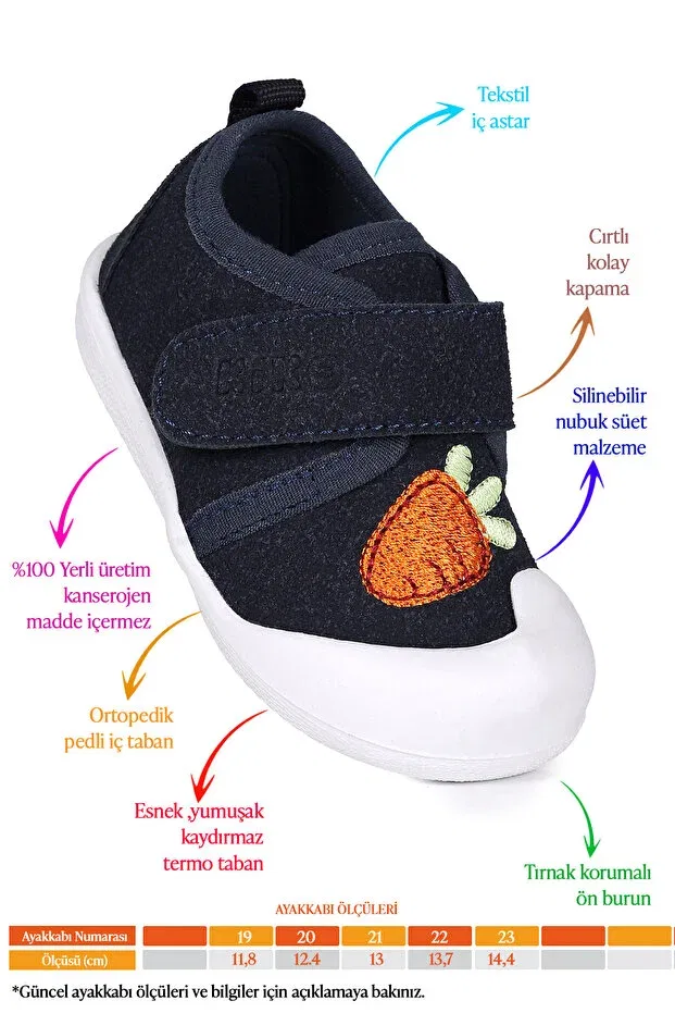 Детские тапочки для мальчиков с застежкой-липучкой Strawberry velcro baby boy first step slippers shoes Kiko Kids, Navy Blue — фото 2
