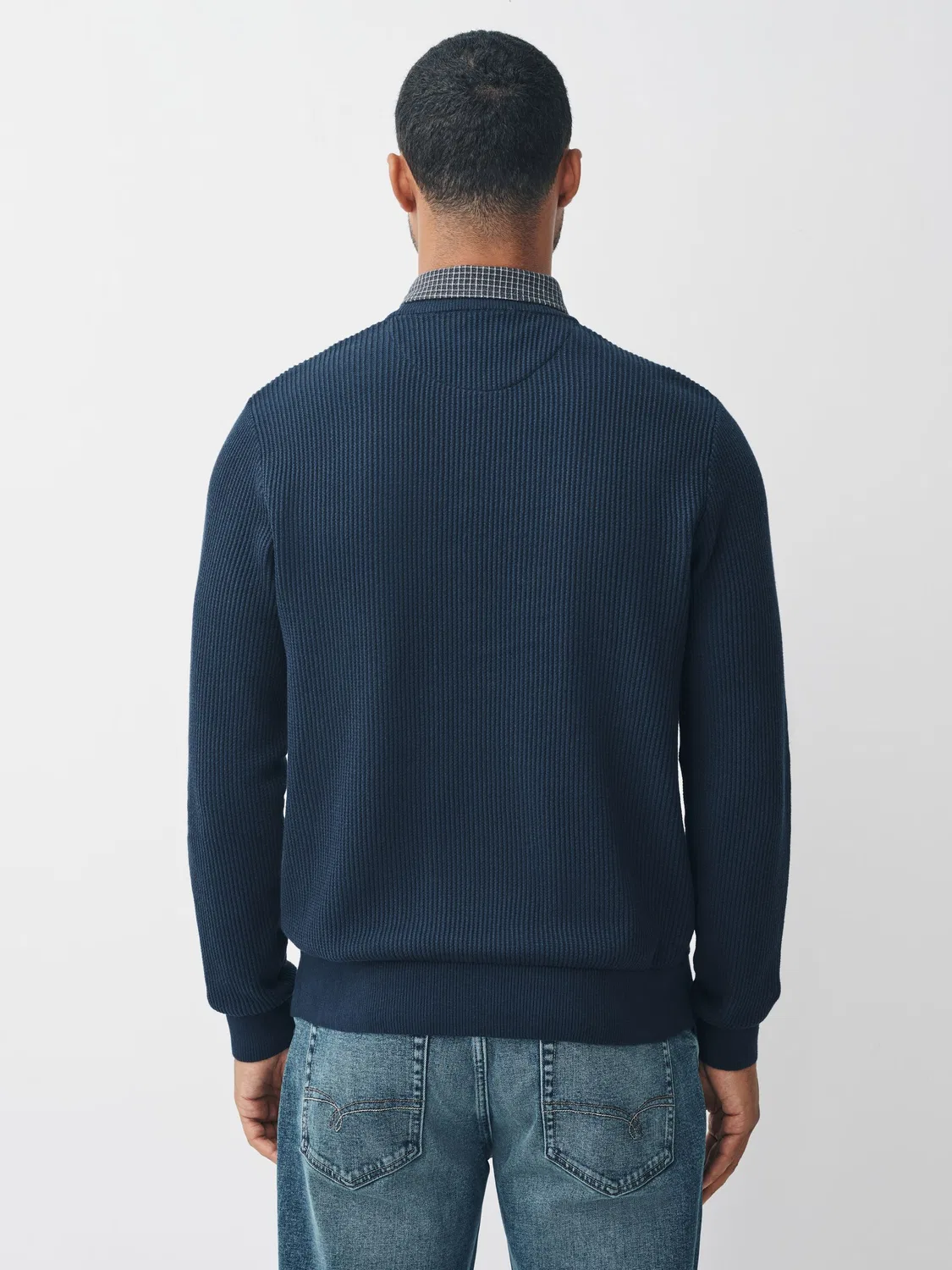 Джемпер Next Navy Blue, Regular Fit, Rib Texture Mock Shirt — фото 3