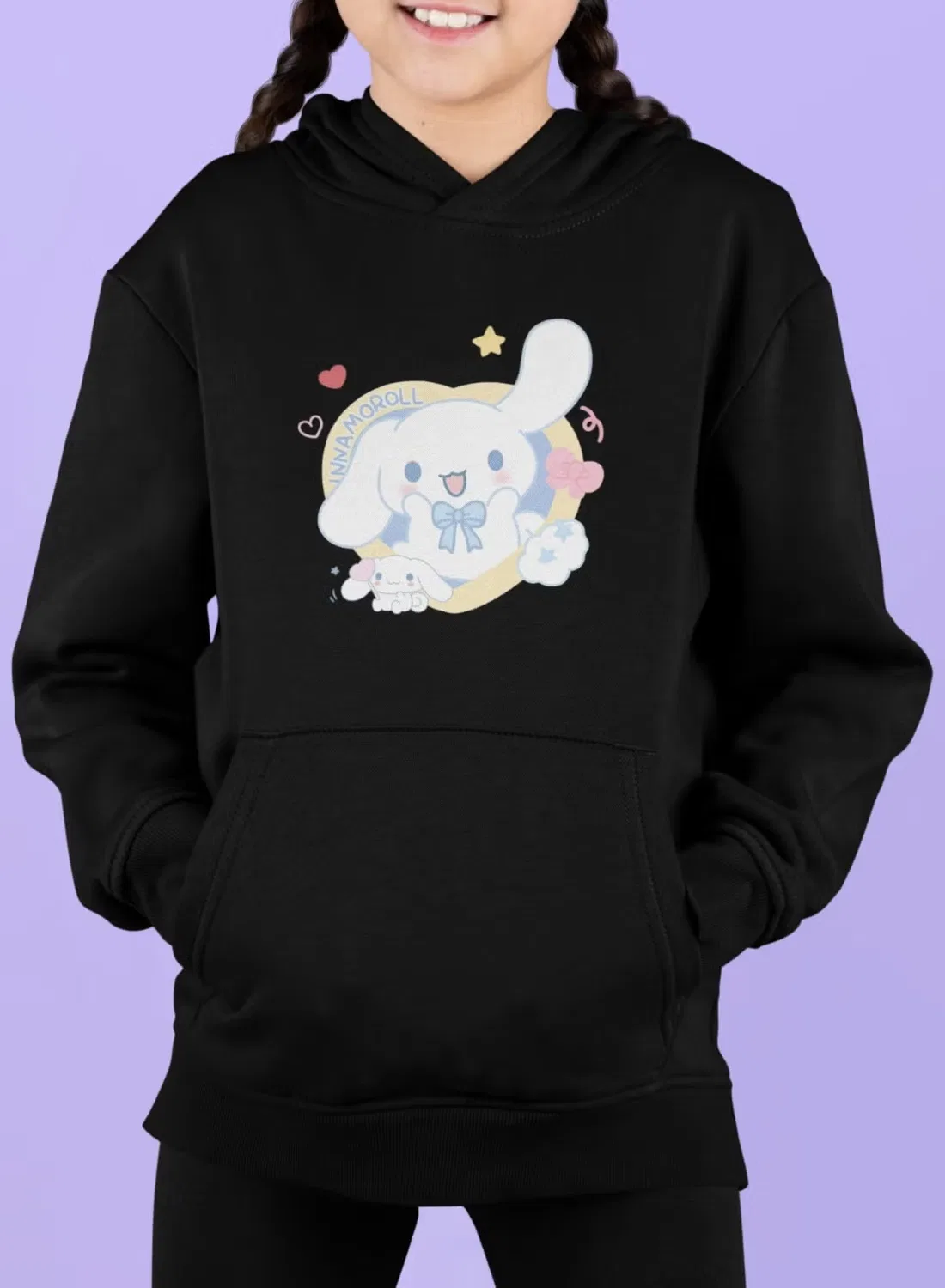 Худи с принтом Cinnamoroll Zoom, черный