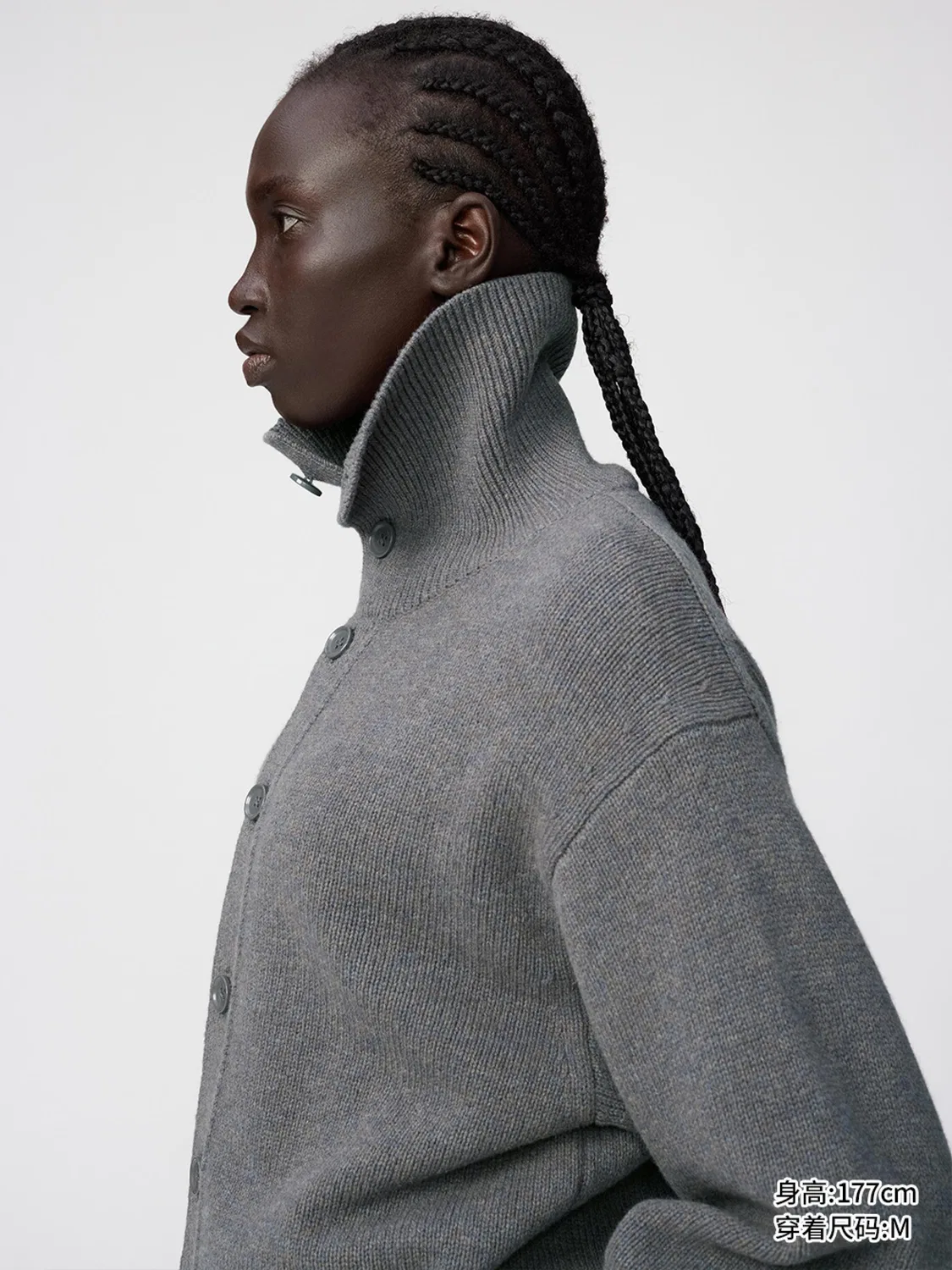 Кардиган вязаный с воротником-стойкой из мягкой шерсти Uniqlo, черный — фото 3