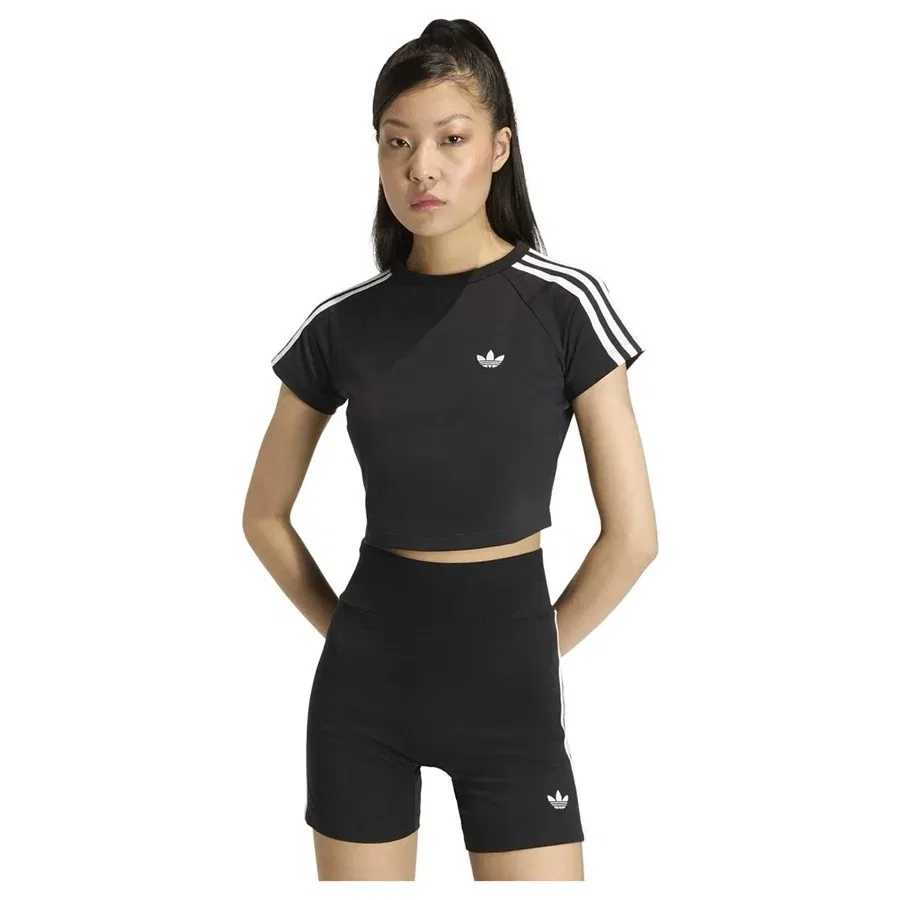 Футболка женская с V-образным вырезом Sst Baby Tee adidas, Черный — фото 2
