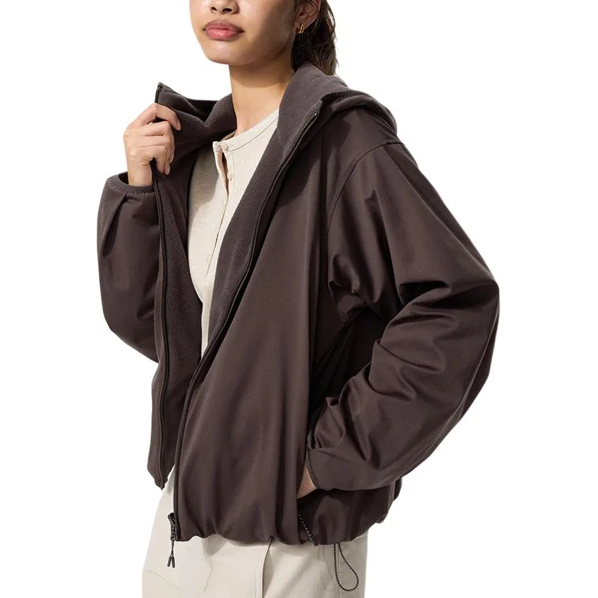 Женская куртка с капюшоном Brown Black UNIQLO, Brown Black — фото 3