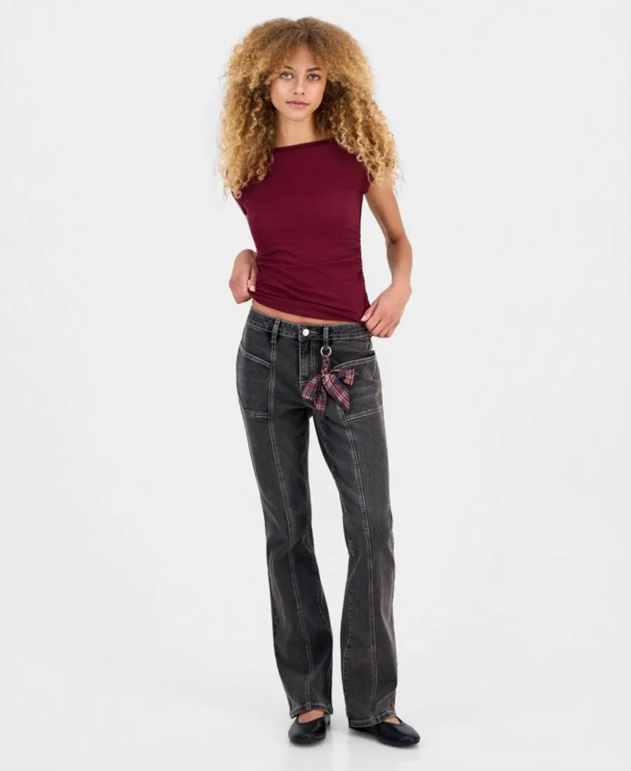 Джинсы-клеш с заниженной талией Madden Girl, Washed Black