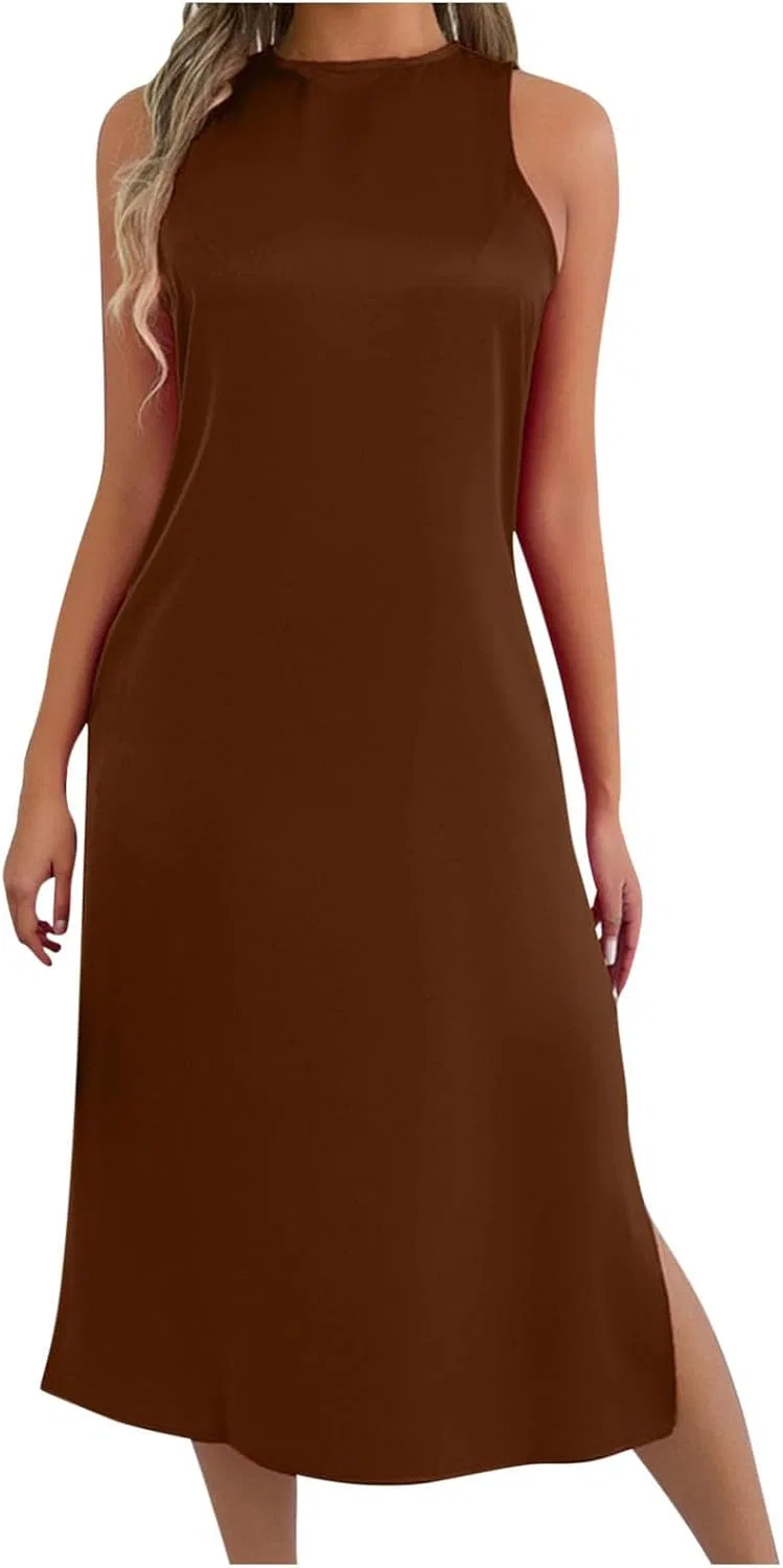 Женское коктейльное платье с разрезом A01 Brown