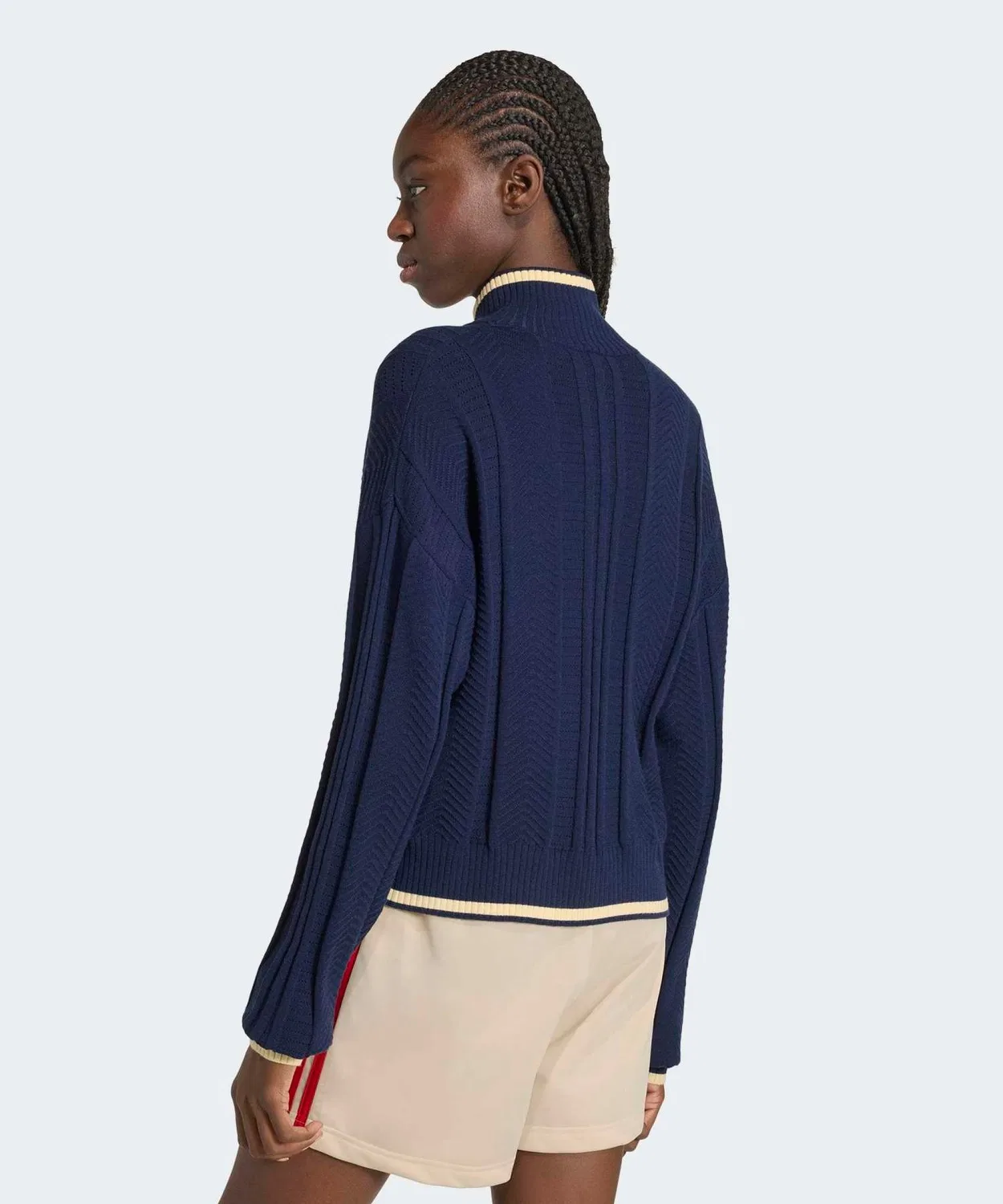 Женский джемпер с воротником, свободного кроя, Firebird Cable Knit Track Top Adidas, Blue — фото 2