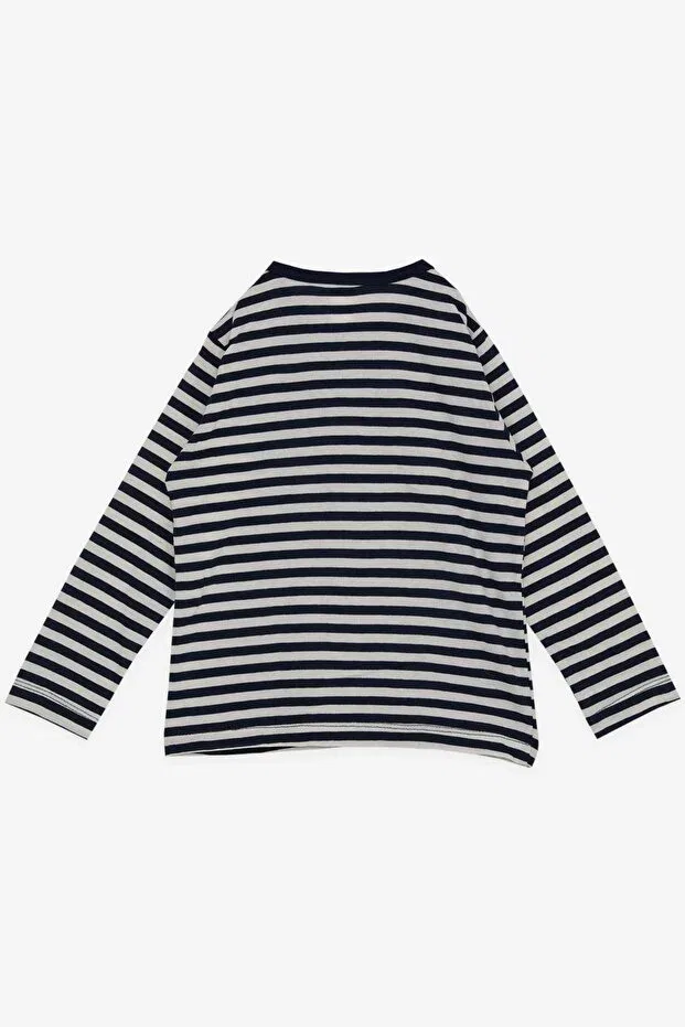 Детская футболка с длинным рукавом для мальчиков с принтом Breeze, Navy Blue — фото 2