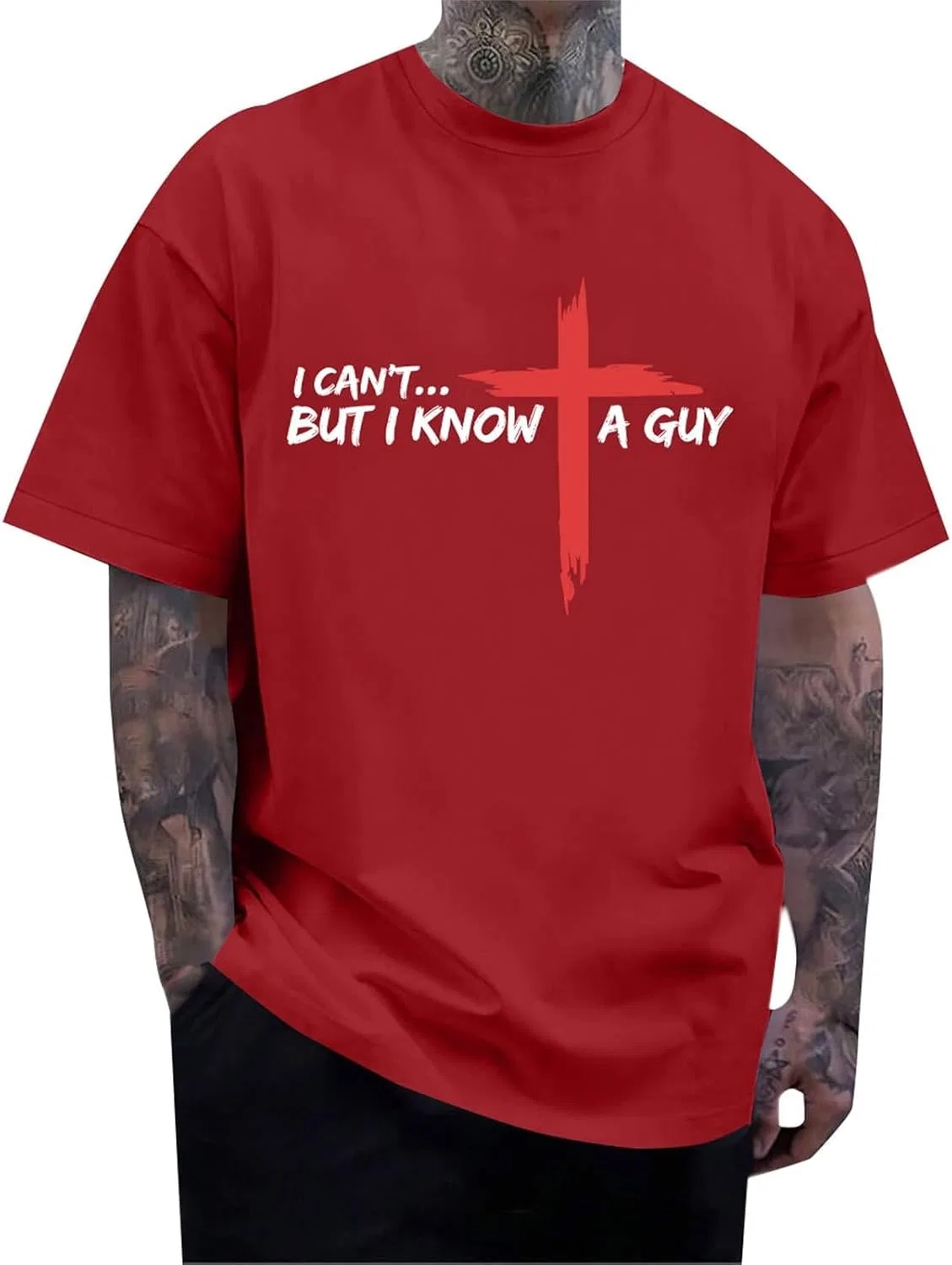 Мужская футболка с крестом Christian, Red