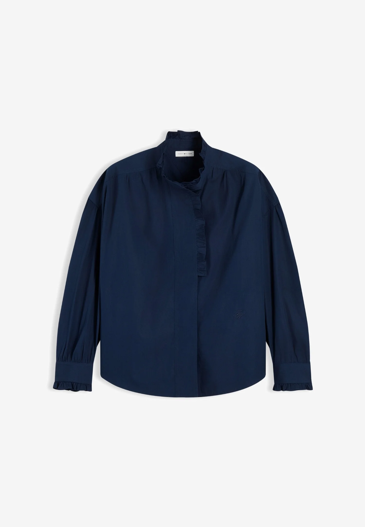 Женская блуза Tommy Hilfiger Oversized Fit Ruffle Collar Poplin, тёмно-синий — фото 2
