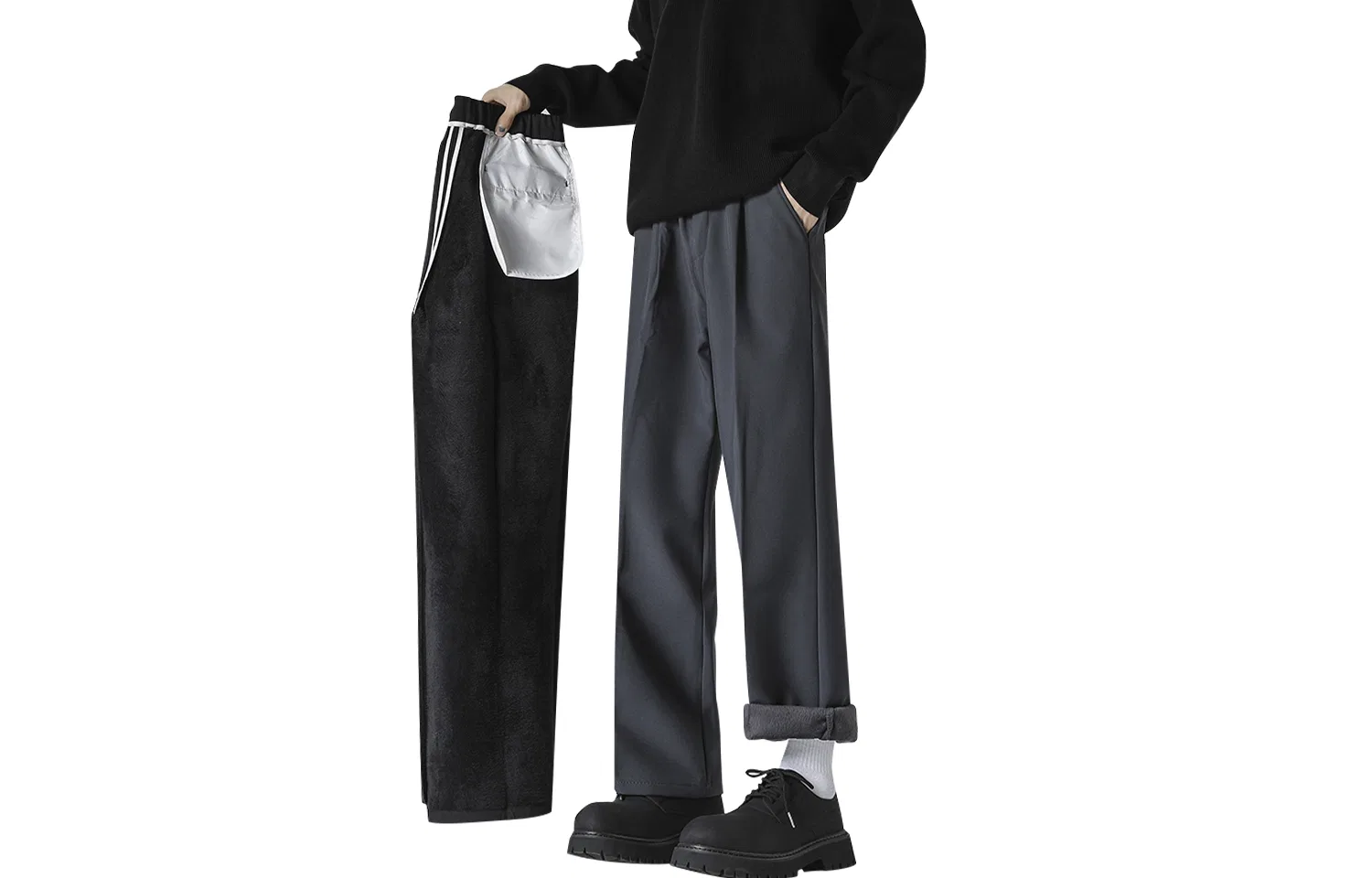 Детские брюки прямого кроя с флисовой подкладкой BALENO, Dark Gray