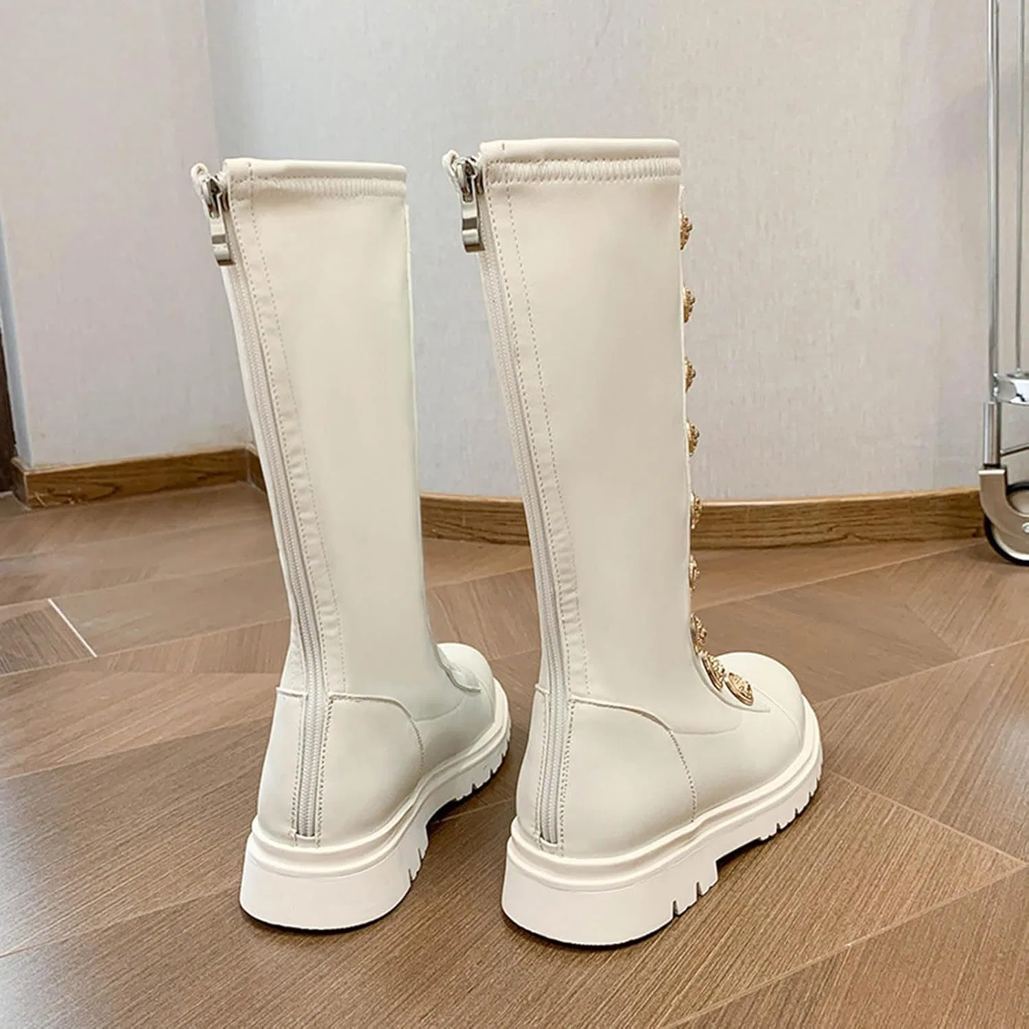 Детские ботинки для девочек с принтом, модель Cute Combat Ankle Boots, White — фото 2
