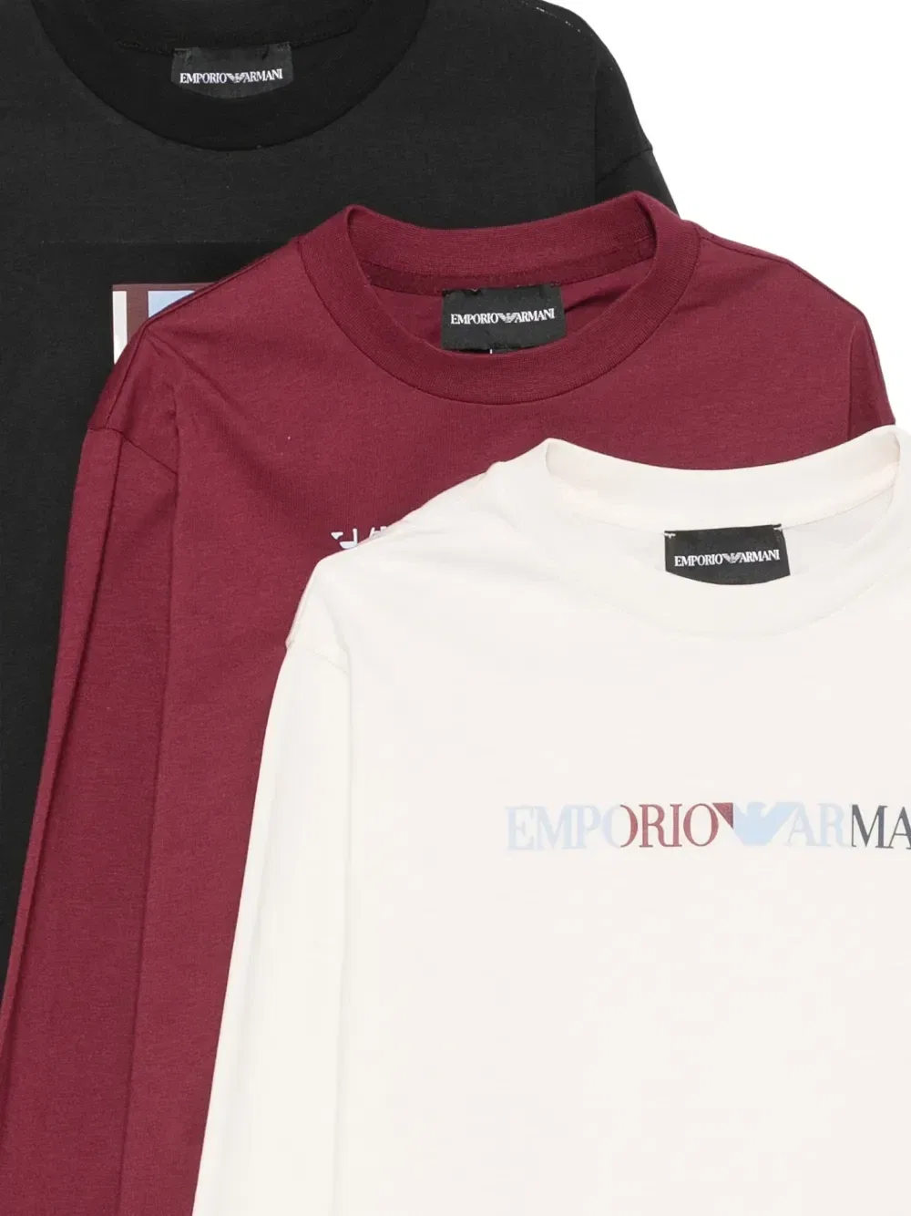 Футболка с длинным рукавом и логотипом (набор из трех штук) Emporio Armani Kids, черный — фото 3