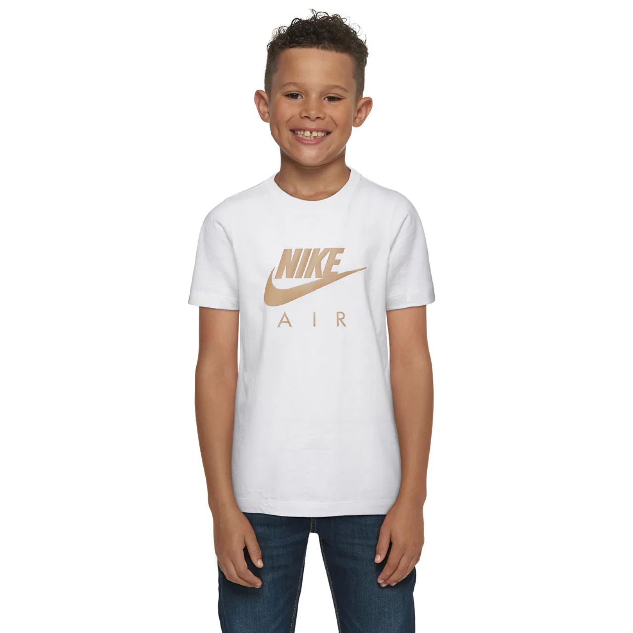 Футболка для мальчиков Air Logo Nike, белый/золотистый
