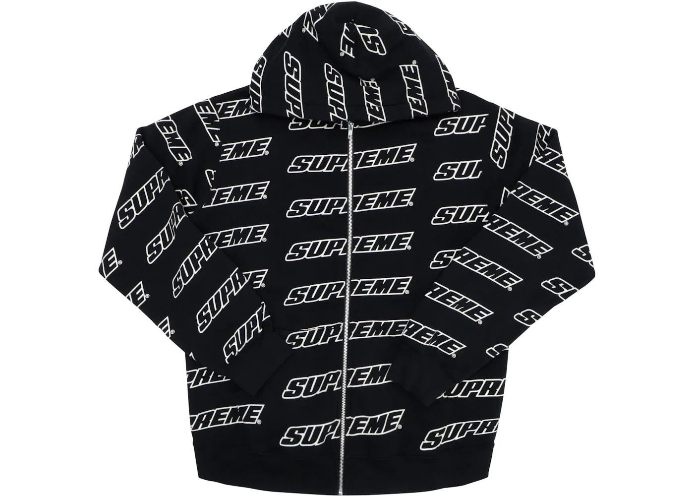 Мужская худи на молнии с принтом Supreme Repeat Zip Up Hooded Sweatshirt Supreme, Black