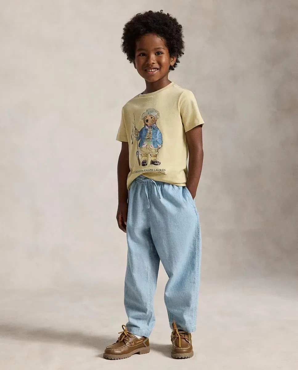 Детская футболка для мальчиков хлопковая Polo Bear Polo Ralph Lauren, Crema — фото 3