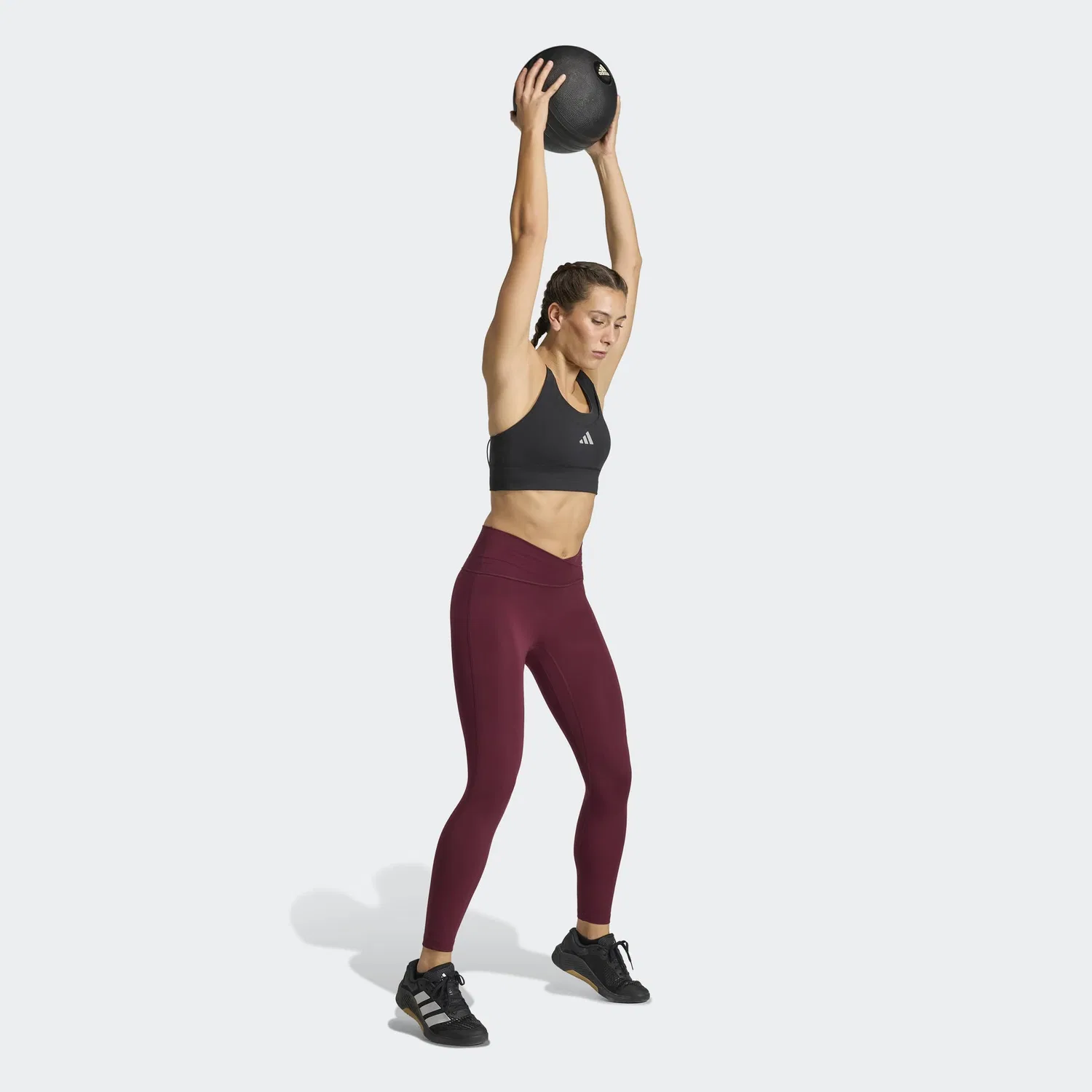 Спортивные легинсы Adidas Performance Skinny Workout Pants Studio All Me в красном цвете — фото 4