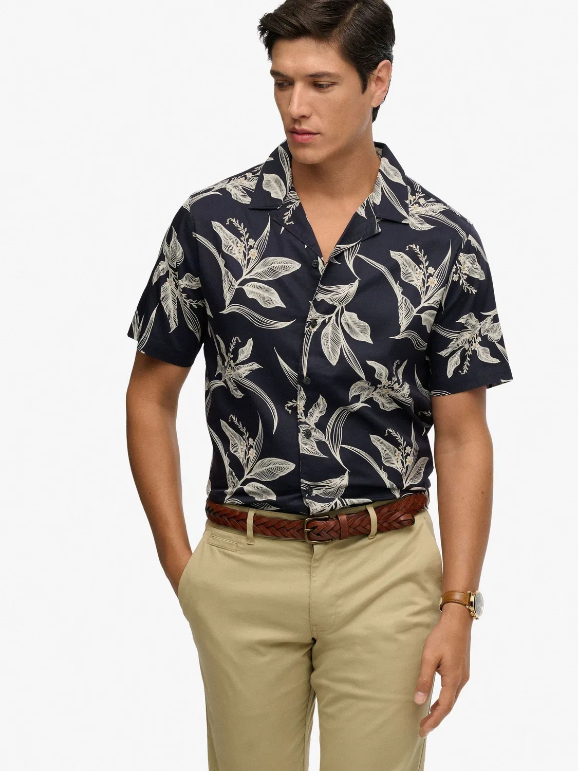 Рубашка с коротким рукавом Superdry Hawaiian Print, темно-синий