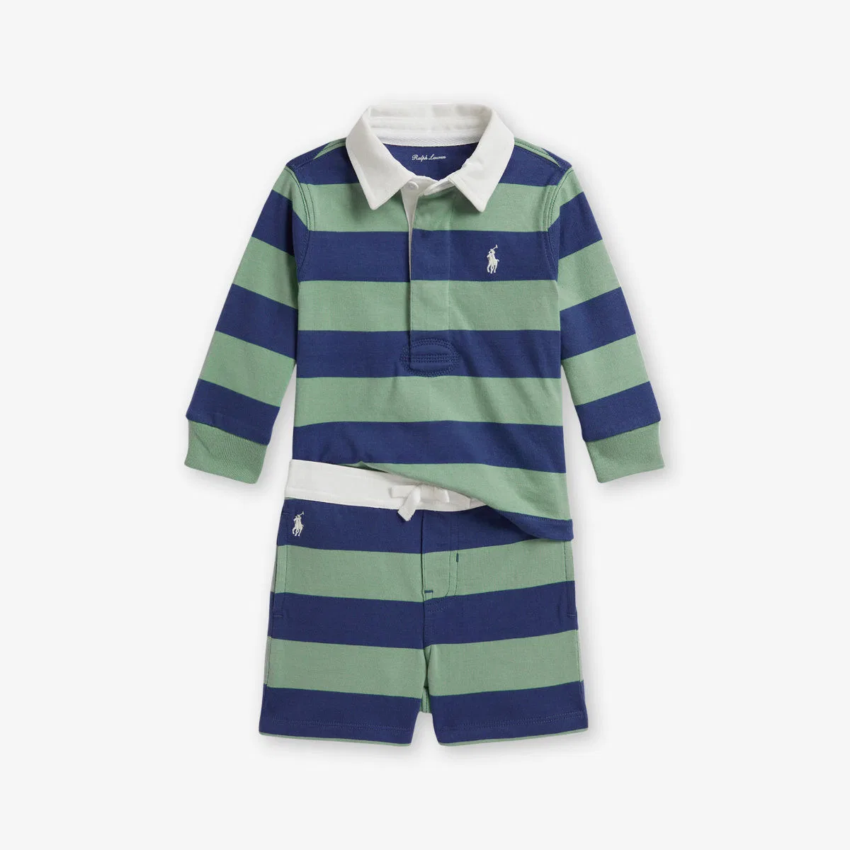 Детский полосатый хлопковый комплект для регби: рубашка и шорты Polo Ralph Lauren, мультиколор