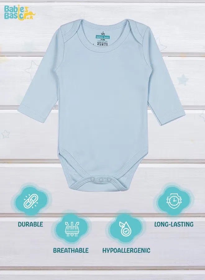 Боди-комбинезон с длинным рукавом комплект 3 шт Babies Basic, синий — фото 3