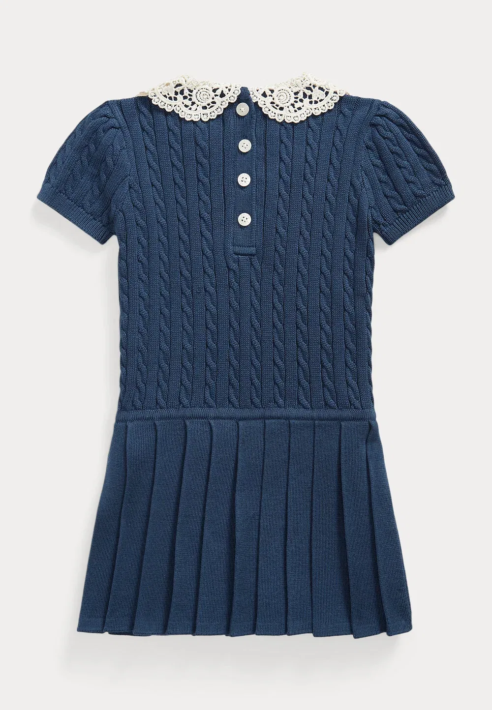 Хлопковое платье с мини-косичкой (0-2 года) - платье-комбинезон Polo Ralph Lauren, Rustic Navy — фото 2