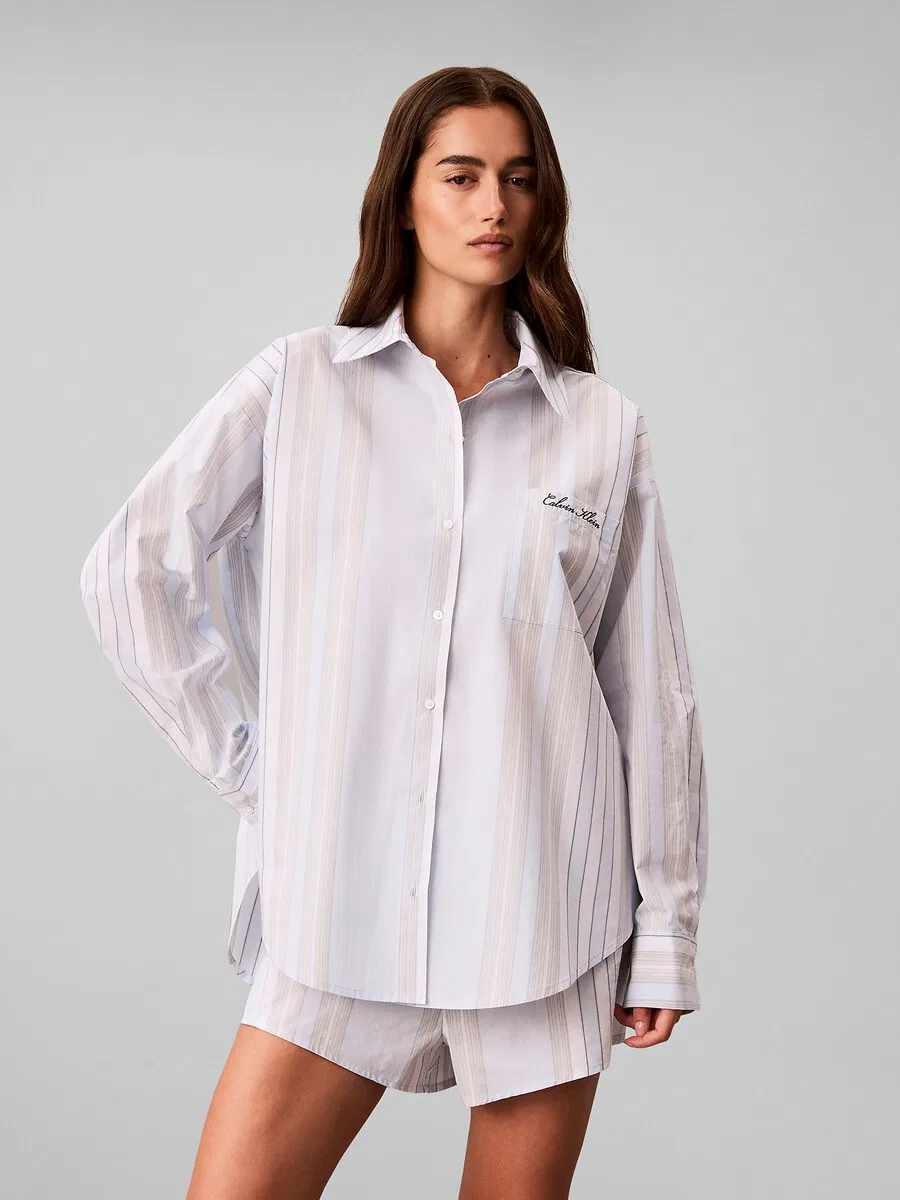 Пижамный комплект Calvin Klein с короткими штанинами, синий — фото 2