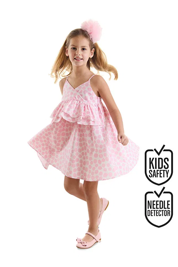 Детское платье для девочек с воланами Pink Polka Dot Poplin Ruffle Strap Dress Mshb&G, Pink