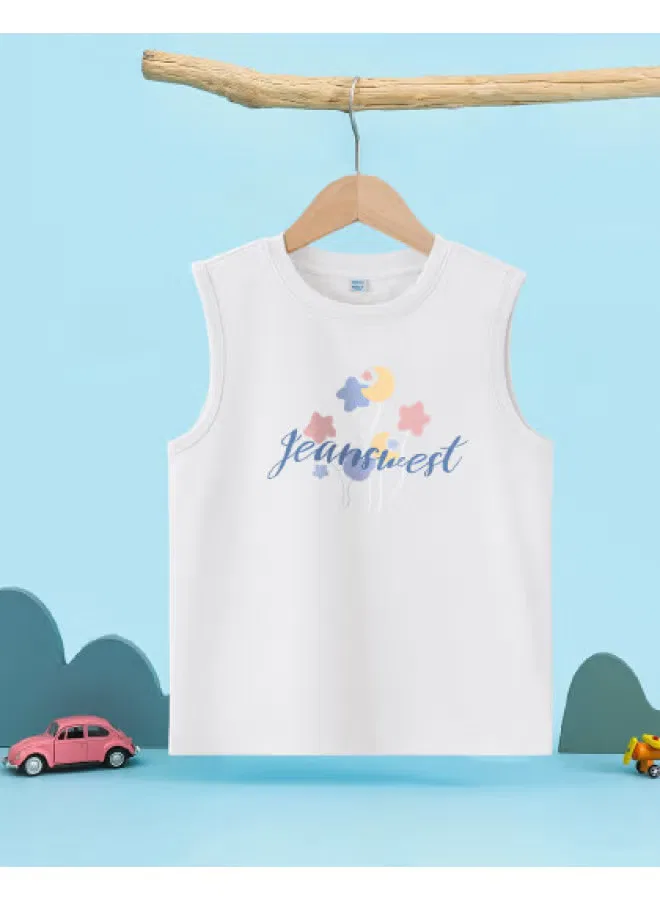 Футболка без рукавов хлопковая для девочек Jeanswest, белый