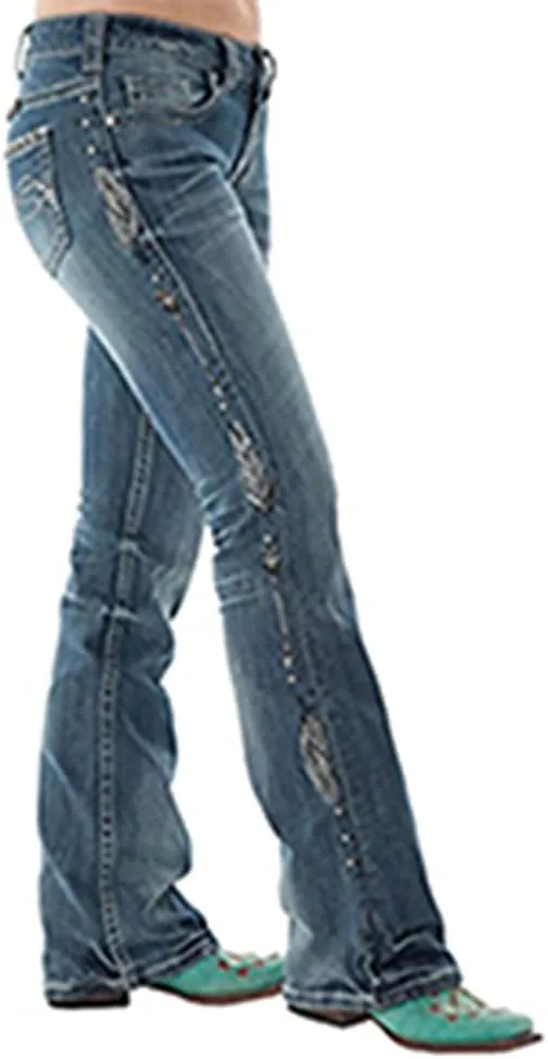 

cffvdiz Вышитые расклешенные джинсы для женщин